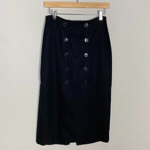 Club Monaco Double Breasted Pencil Midi Skirt Black